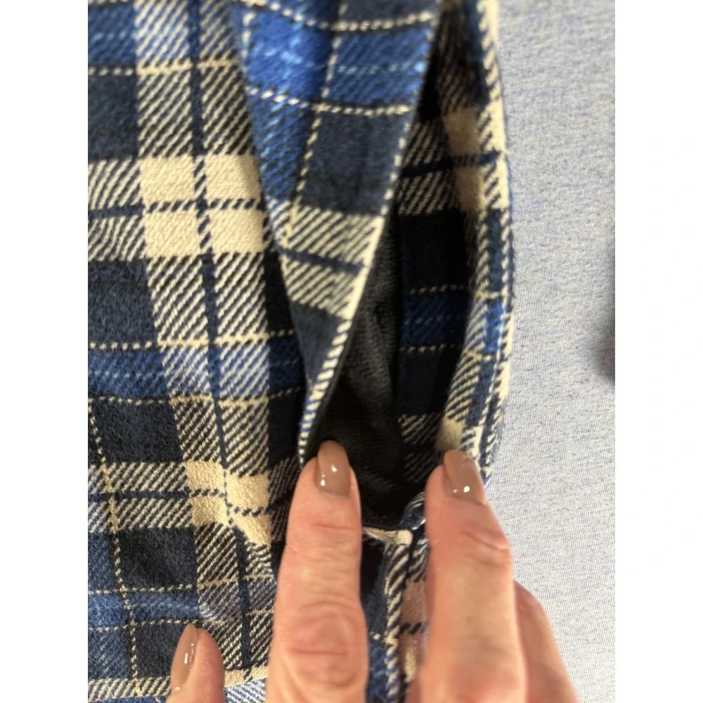 Orvis Mens Blue Cream Plaid Flannel Button Down Shirt Large 131251137013
